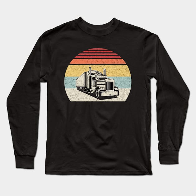 Retro Vintage Truck Trailer Truck Driving Trucker Truck Lover Gift Long Sleeve T-Shirt by SomeRays